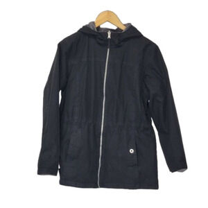 UNBRANDED Reversible Black Rain material to Gray fuzzy material hooded zip up